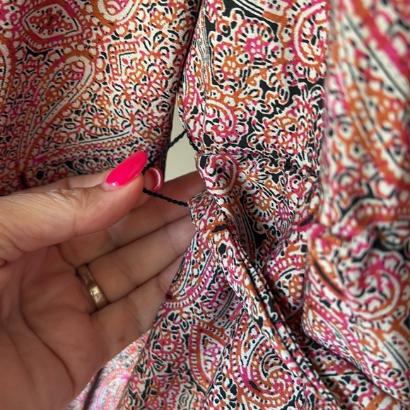 Motherhood maternity paisley lace 3/4 sleeves top blouse button key hole back SM - Picture 4 of 13